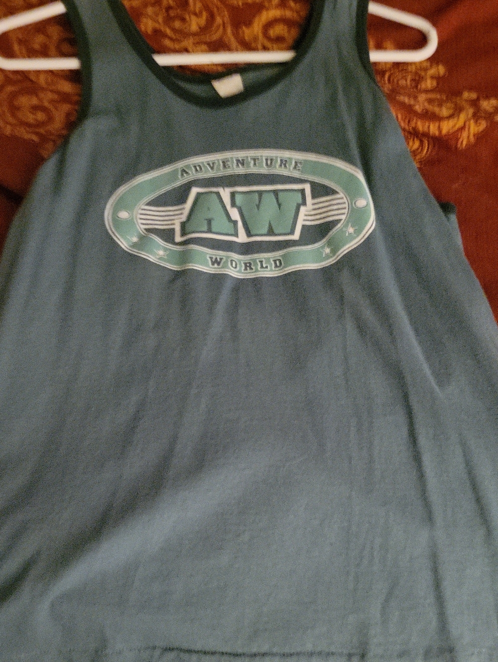 Vintage Adventure World AW Graphic Tank Top - Teal Green